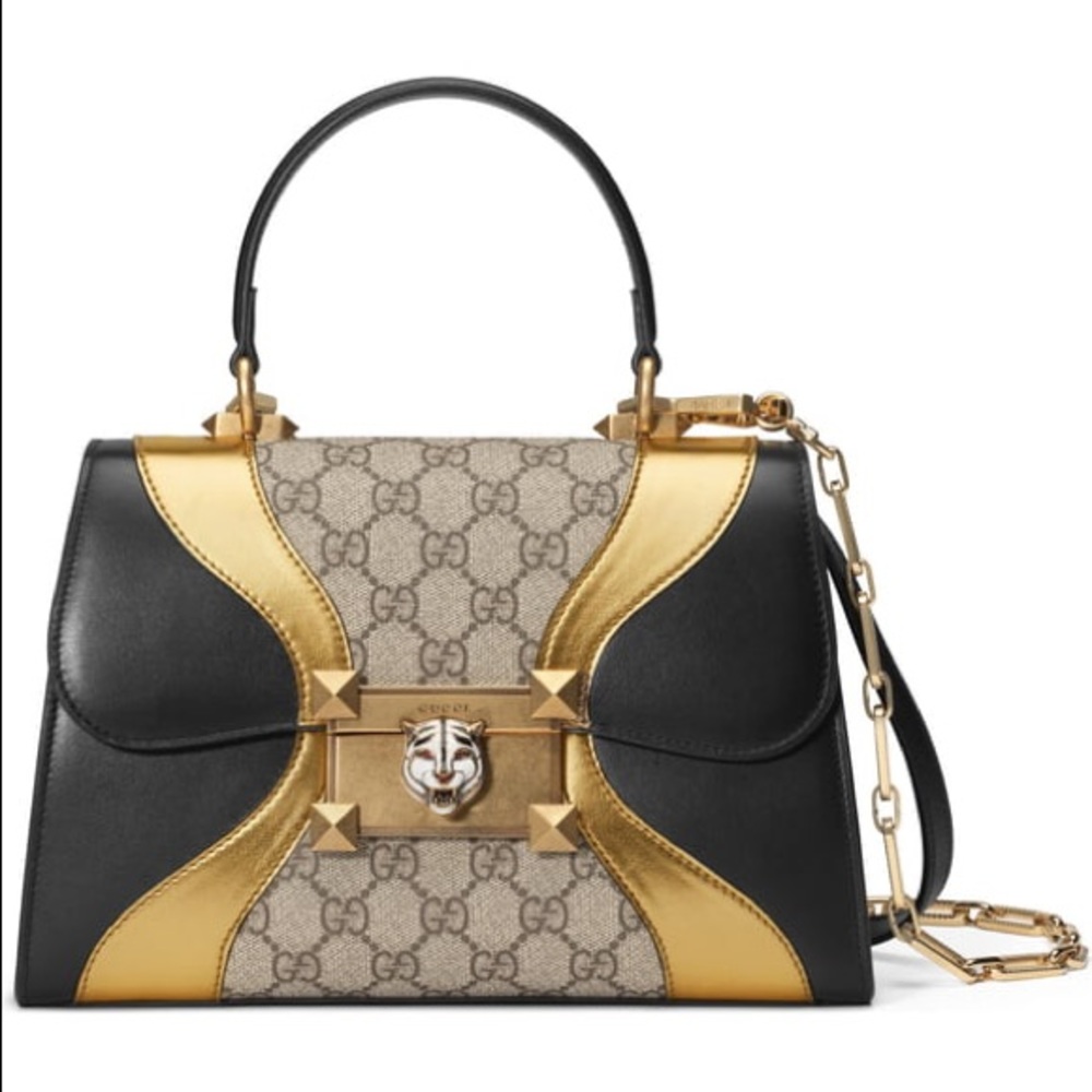 Feline Lock Top Handle Bag